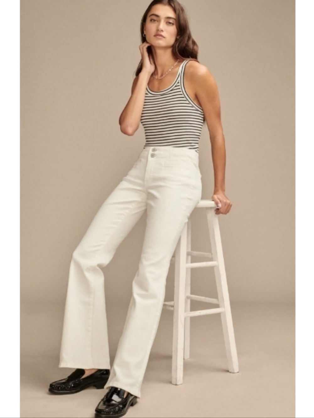 New Ann Taylor Curvy-Fit Mid-Rise Boot Cut White Wash Corduroy Jeans